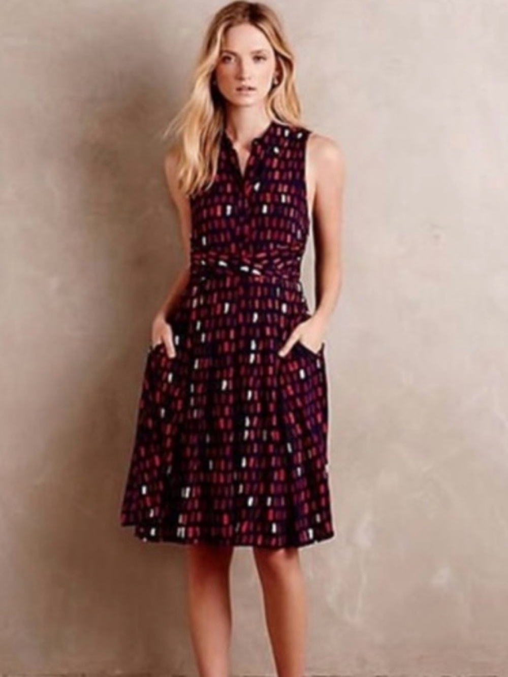 Anthropologie 11•1• TYLHO Women's Brynn ShirtDress Sz S Navy Blue Day/Workwear